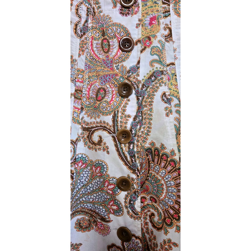 Cabi, Boho, Paisley, Fit & Flare, Faux Button Front Skirt, Multi-Color, Size 8 - Picture 3 of 10